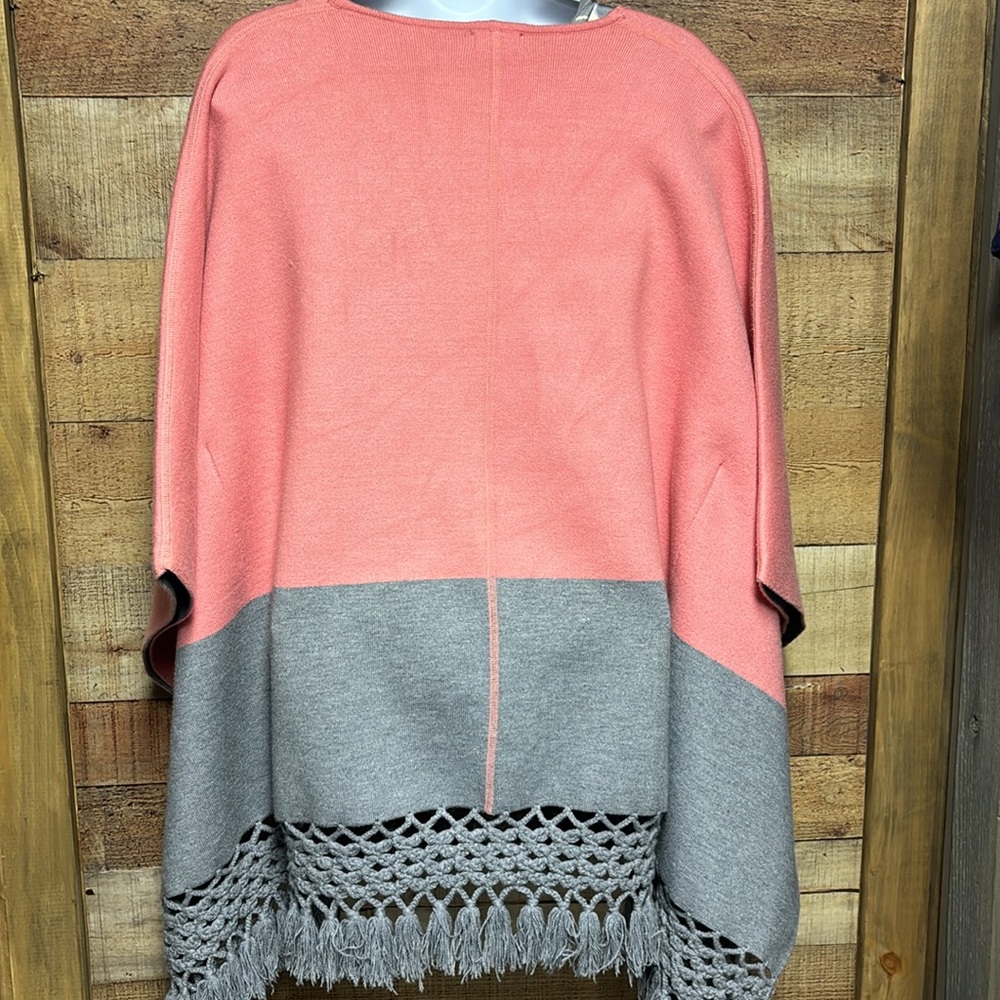 Roffe Color Block Fringe Ruana - Picture 6 of 13